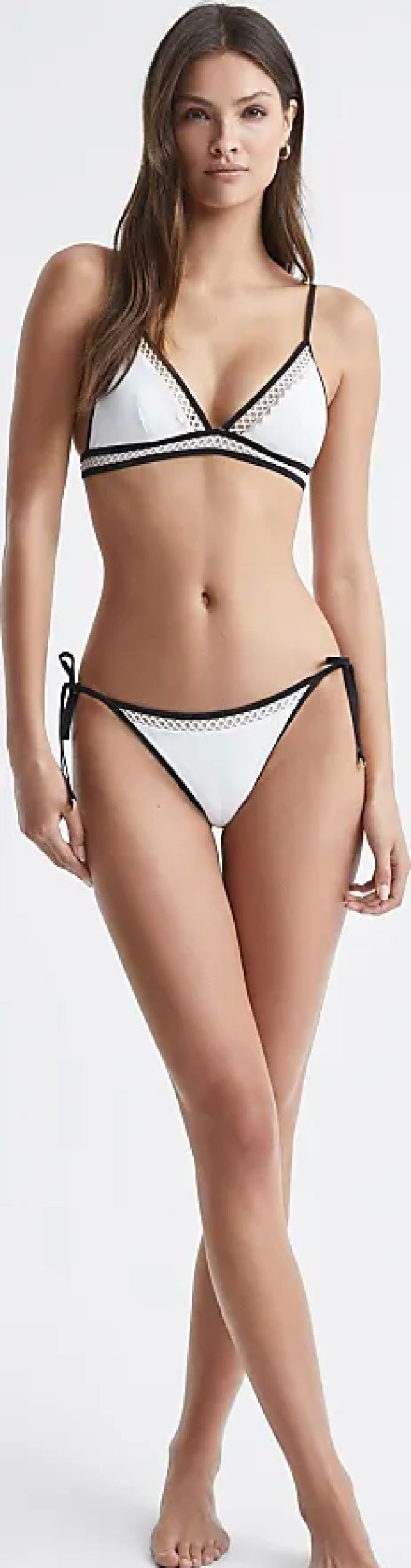 Femmes Reiss Maillots De Bain | Sadie - Haut De Bikini A Treillis Triangulaire Fixe Blanc/Neutre, Us 10