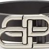 Hommes Blanc cassé Ceintures | Ceinture En Cuir Bb-Logo - Homme - Noir Argent