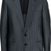 Hommes Luca Faloni Costumes | Blazer A Revers Crantes A Fines Rayures Des Annees 1990 - Homme - Soie/Laine/Soie - M - Bleu