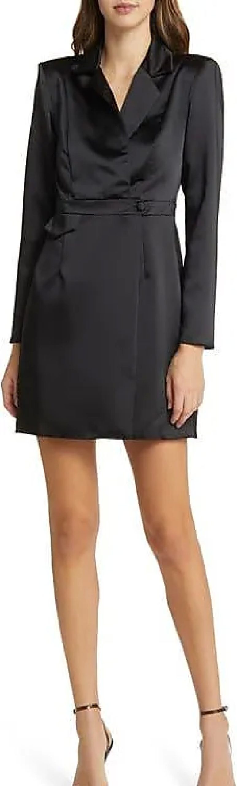 Femmes Moment parfait Costumes | Robe Blazer En Satin A Manches Longues Sofia En Noir Chez Nordstrom, Taille 10