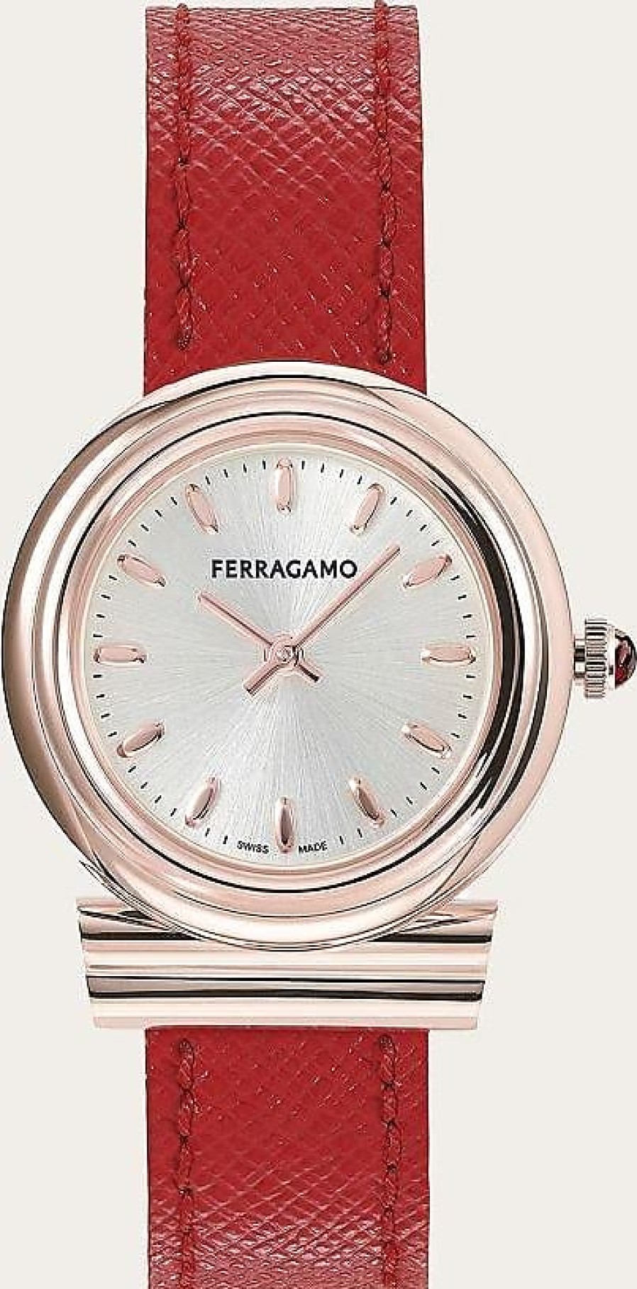 Femmes Ferragamo Montres | Montre Femme Gancini Ip Or Rose/Rouge