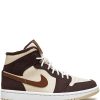 Femmes Flatté Chaussures D'Ete | Air Jordan 1 Mid Se Baskets En Polaire Basalte Marron - Femme - Cuir/Caoutchouc/Tissu - 5,5