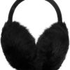 Femmes Monique Cache-Oreilles | Cache-Oreilles Reglables En Fourrure De Lapin Veritable Pour Femmes Et Filles, Noir