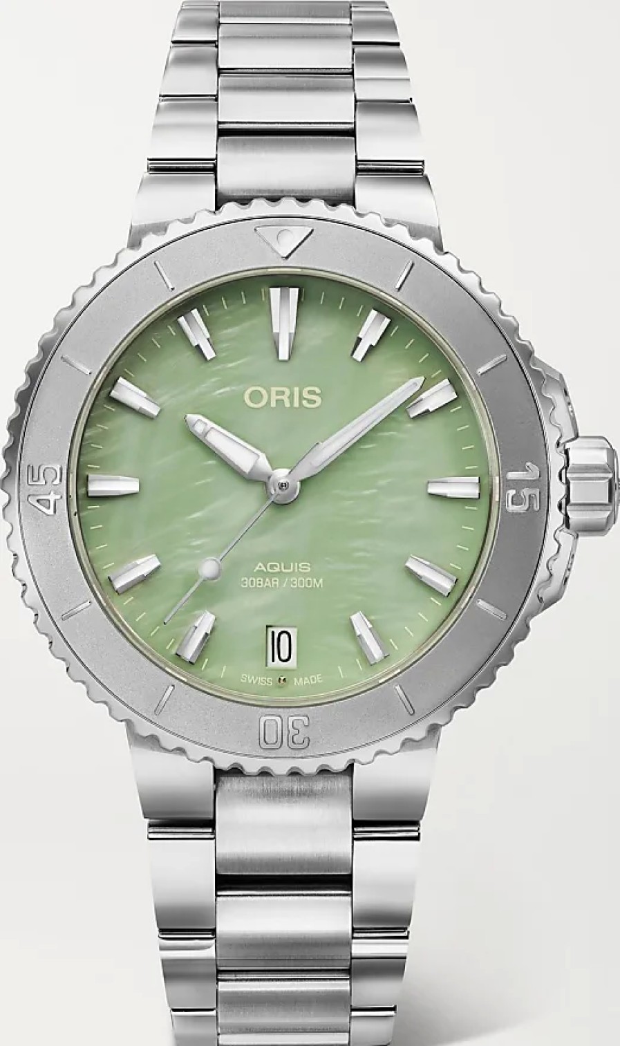 Femmes Mont blanc Montres | Montre Aquis Date Automatique 36,5 Mm En Acier Inoxydable Et Nacre - Vert - Taille Unique