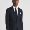 Hommes Luca Faloni Costumes | Kin - Blazer En Lin A Simple Boutonnage Bleu Marine, 38R