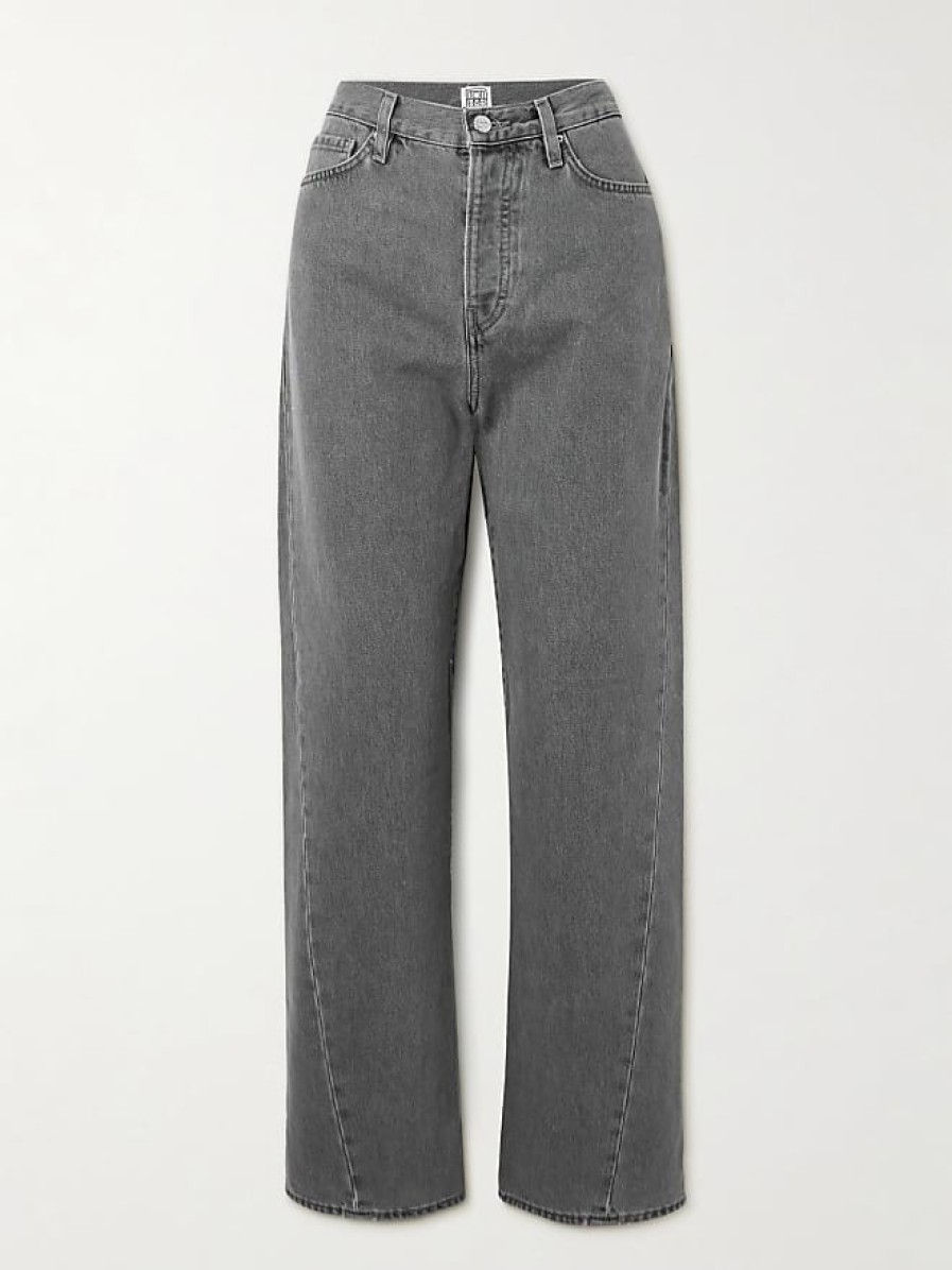 Femmes Un E d'or Jeans | Jean Bio A Jambe Droite A Taille Haute - Gris - 24,25,26,27,28,29,30,31