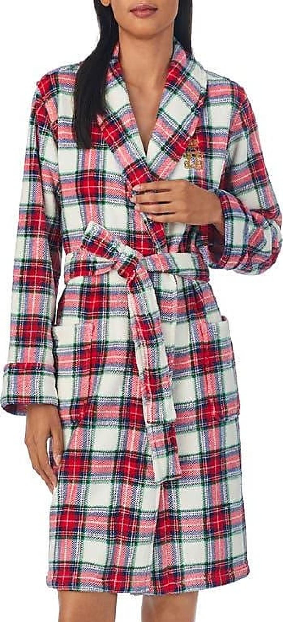 Femmes Tekla Vetements De Detente | Robe En Polaire En Polyester Recycle A Carreaux En Carreaux Ivoire Chez Nordstrom, Taille X-Small