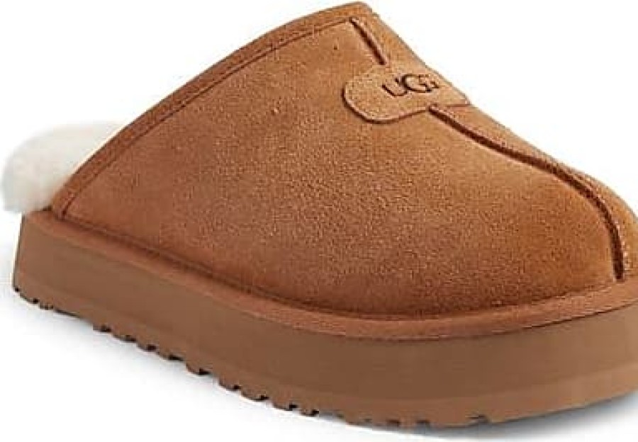 Femmes Ganni Chaussons | Ugg (R) Discoquette Pantoufle En Peau De Mouton Veritable En Chataignier Chez Nordstrom, Taille 5