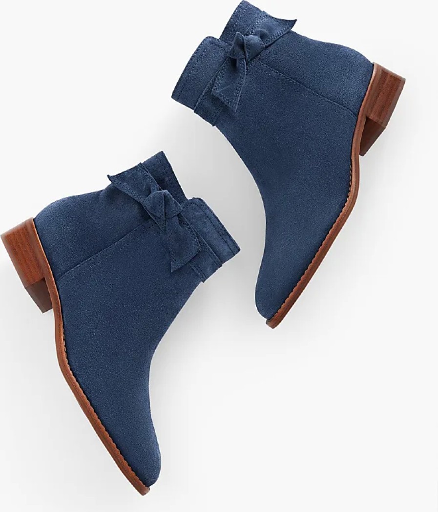 Femmes Carmen Bottines | Bottines Tish Bow - Daim - Bleu - 6 1/2 M Talbots