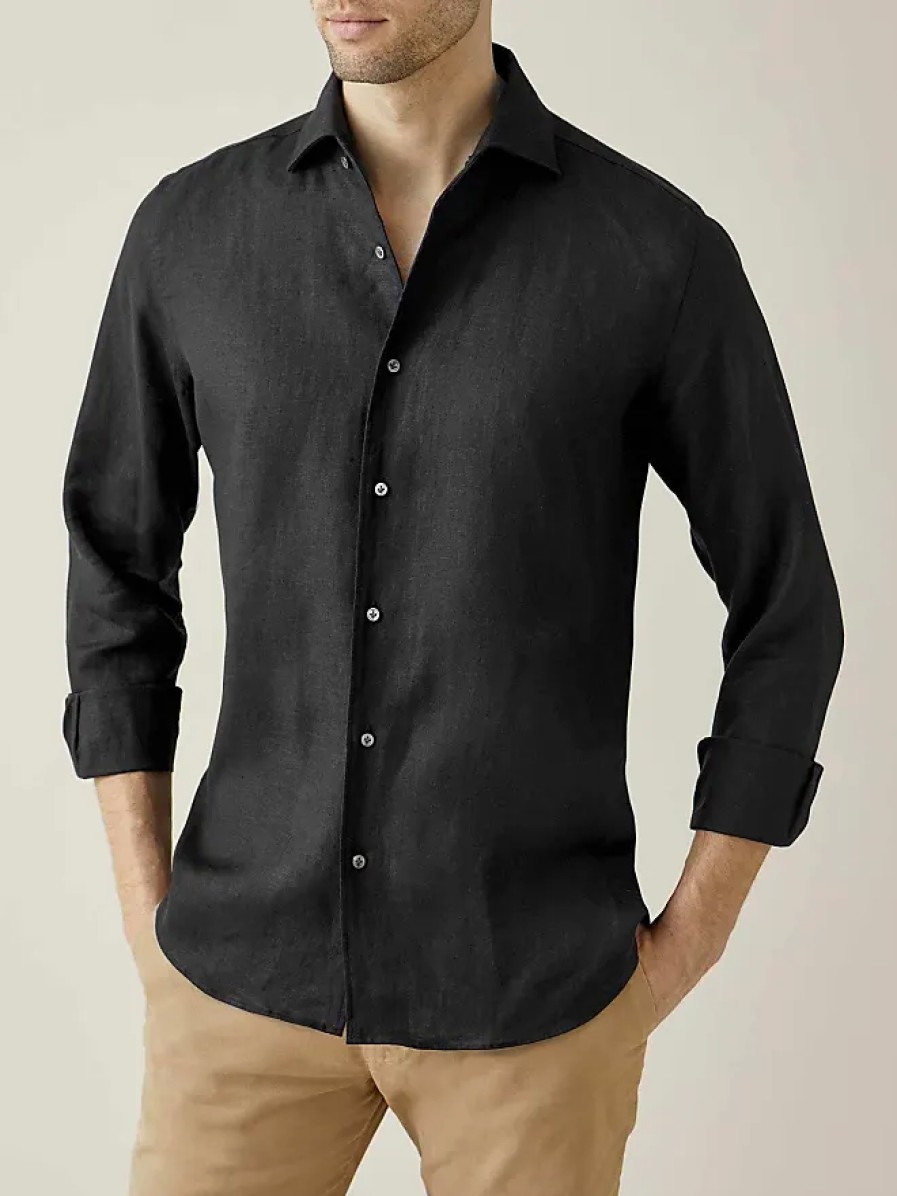 Hommes LLBean Chemises | Chemise En Lin Portofino Noire