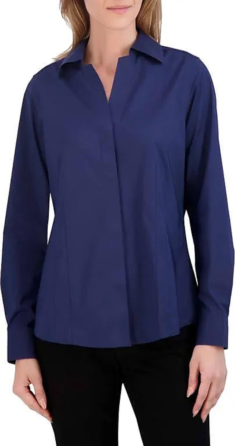 Femmes Peuple libre Chemises | Chemise Boutonnee Extensible A Manches Longues Taylor En Bleu Marine Chez Nordstrom, Taille 18W