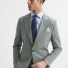 Hommes Luca Faloni Costumes | Wish - Blazer Bleu Vif Coupe Slim En Laine Melangee A Simple Boutonnage, 36