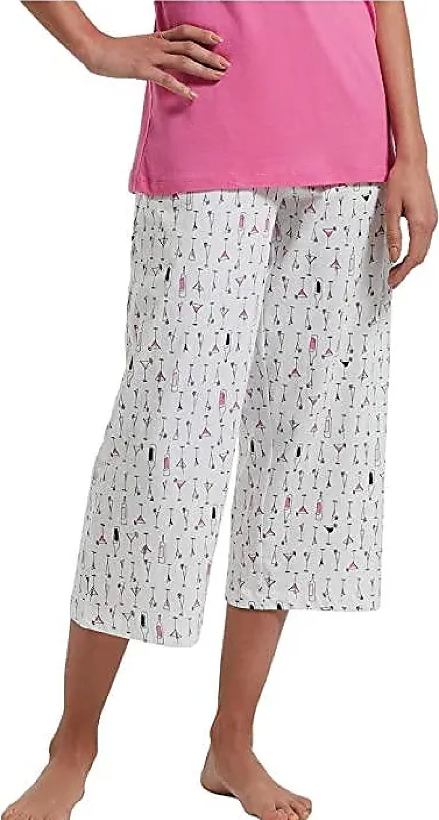 Femmes Lauren Ralph Lauren Vetements De Detente | Dwink Dwink Capris Pj Pants (Blanc) Pyjama Femme