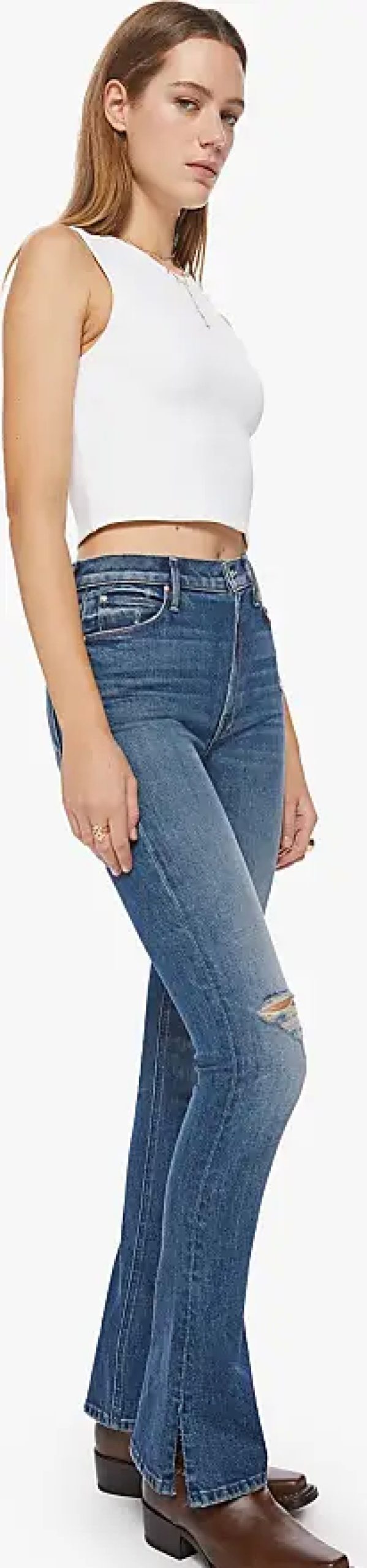 Femmes Mère Jeans | Jean Taille Haute Runaway Slice Heel Pour Taches Matinales