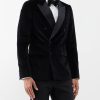 Hommes Alexandre McQueen Costumes | Veste De Costume En Velours A Double Boutonnage Et Revers En Satin