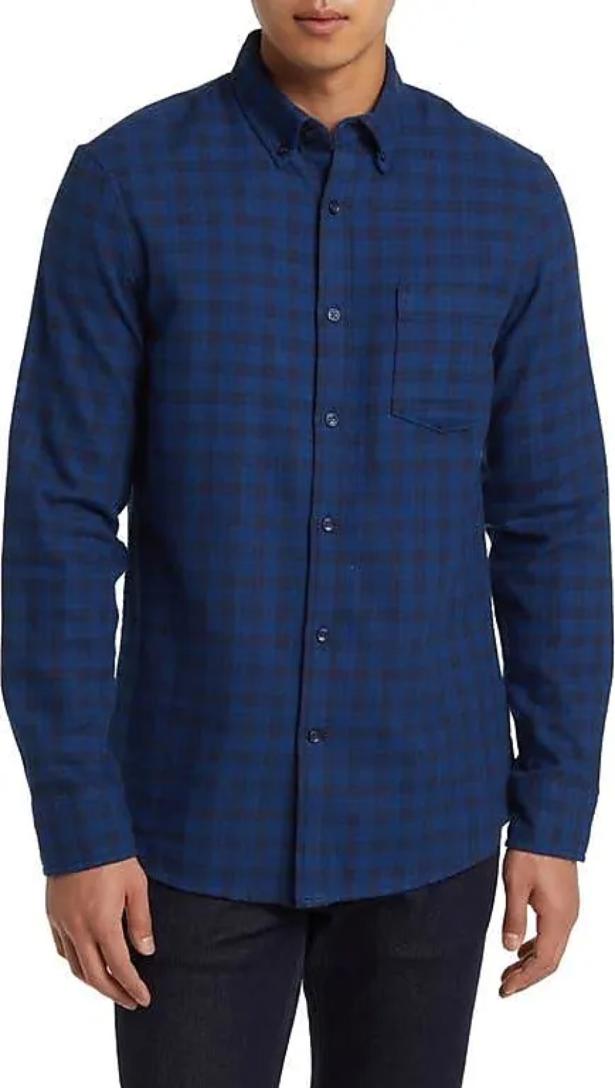 Hommes celui de Drake Chemises | Chemise Boutonnee En Flanelle A Carreaux Marcus Trim Fit En Bleu Caspia - Marine Marcus Plaid Chez Nordstrom, Taille Xx-Large