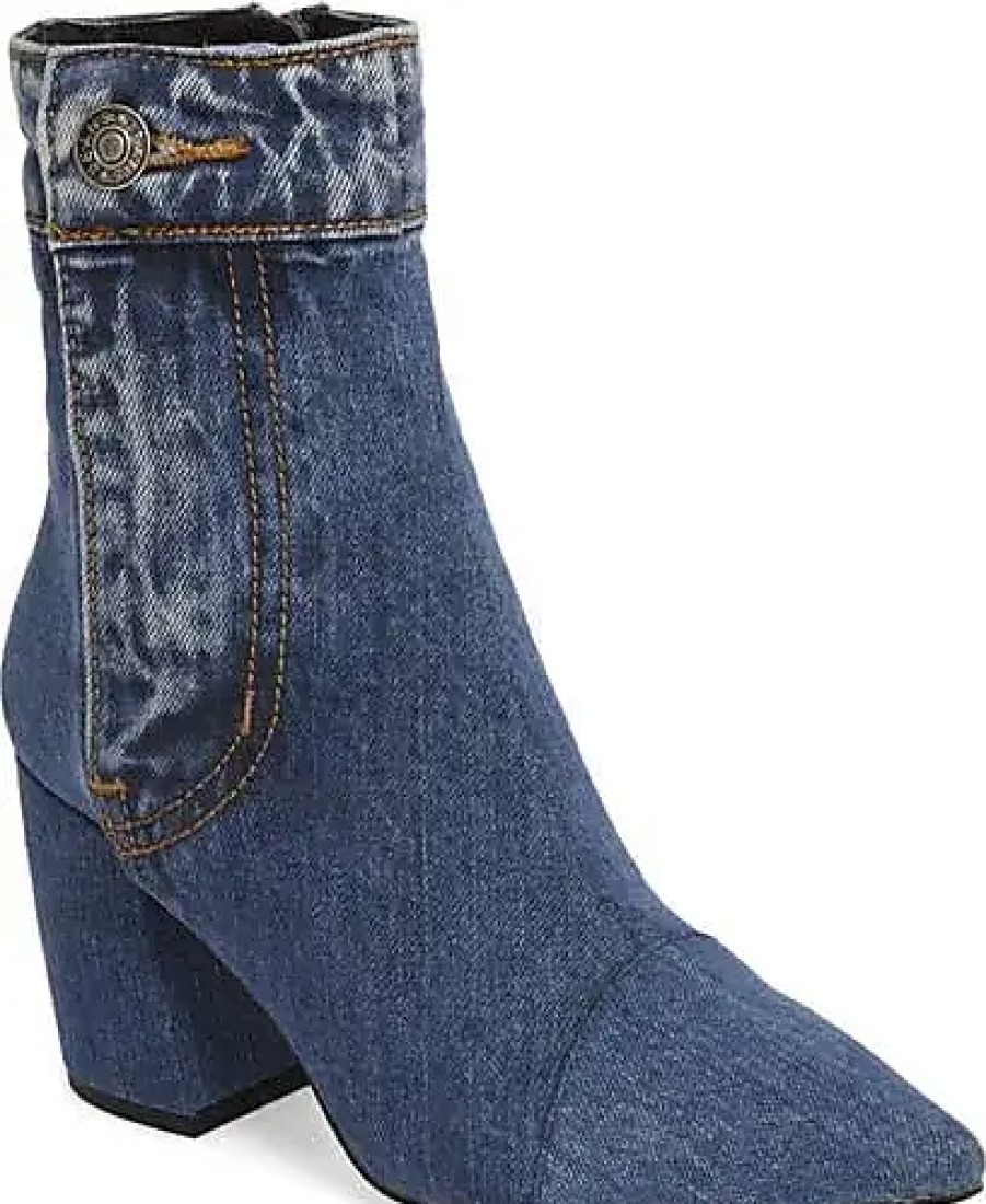 Femmes Donald J Pliner Bottines | Bottine A Talon Bloc Fini En Denim Bleu Chez Nordstrom, Taille 5,5