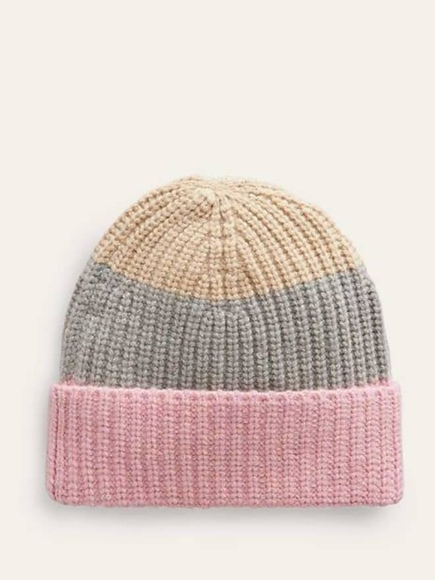 Femmes La face nord Chapeaux D'Hiver | Bonnet Color Block Gris Chine, Rose Et Ivoire Femme Boden