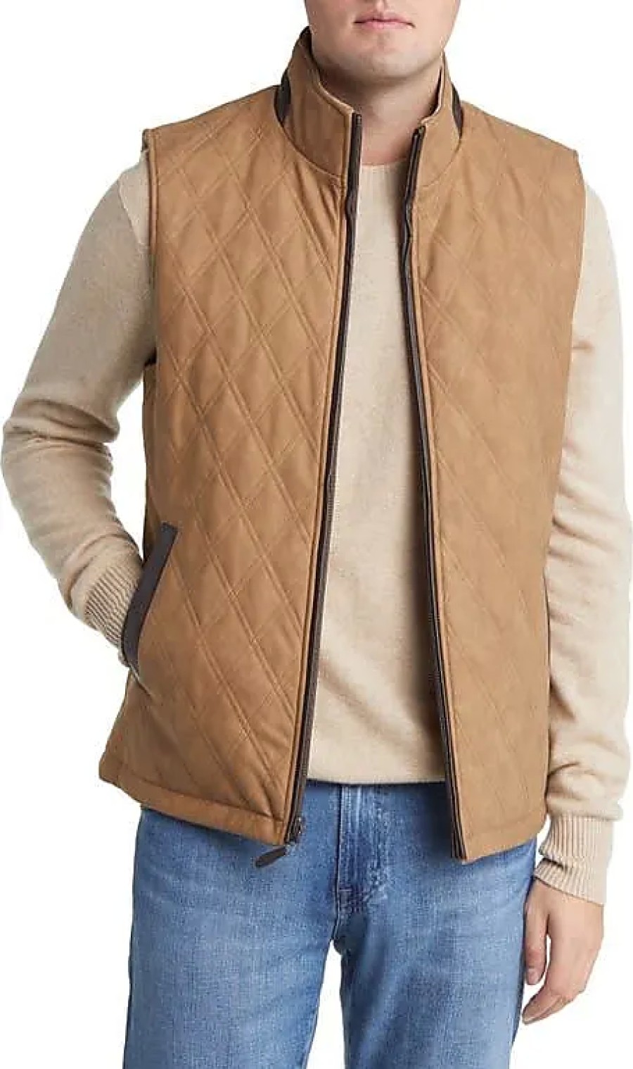 Hommes Nordstrom Gilets | Gilet Matelasse Reversible En Chameau/Marron Clair Chez Nordstrom, Taille Xx-Large