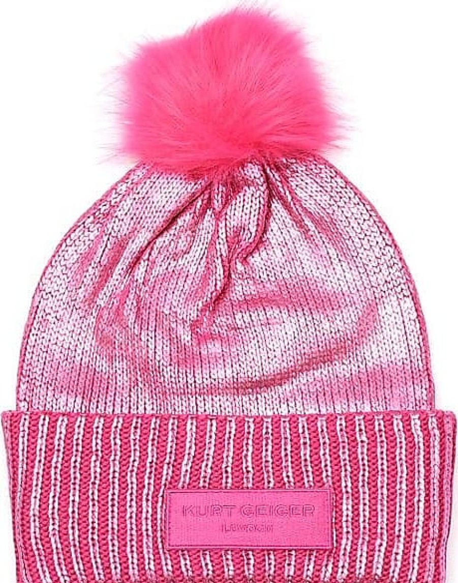 Femmes Compagnie de chapeaux de San Diego Chapeaux D'Hiver | Bonnet En Feuille Metallisee Avec Pompon En Fausse Fourrure En Fuchsia Chez Nordstrom