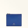 Femmes Prada Portefeuilles | Porte-Cartes Camelia Blu Cobalto Bleu Cuir De Veau Souple Femme