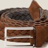 Hommes Luca Faloni Ceintures | Ceinture En Daim Tresse Marron Clair