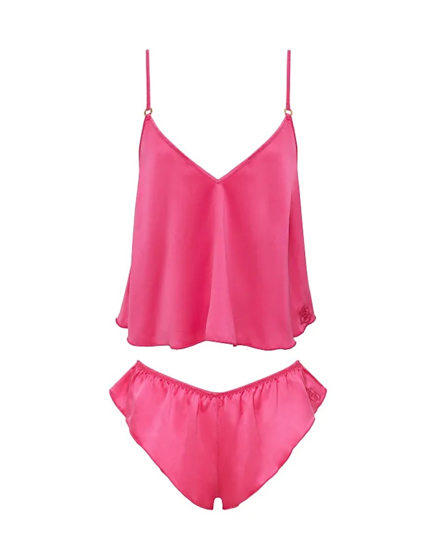 Femmes Boden Vetements De Detente | Ensemble Caraco Et Short En Satin De Luxe Faye Rose Fuchsia