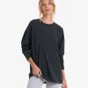 Femmes Alo Yoga T-Shirts | Tee-Shirt Plume A Manches Longues | Noir Lave | Xs, Taille Tres Petit