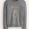 Femmes Vêtements Vuori Chandails | Pull Brode Festif Gris Melange, Ange Femme Boden