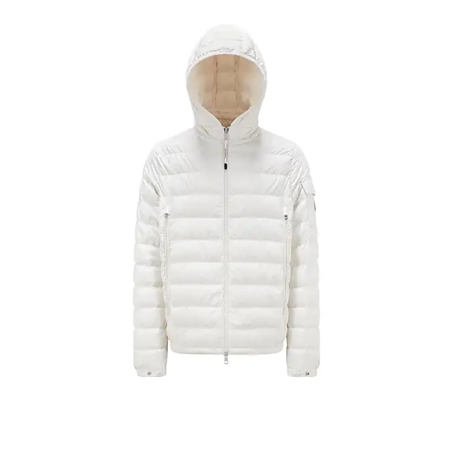 Hommes Moncler Vestes | Galion Doudoune Courte Blanc Taille 4