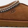 Femmes Olukaï Chaussons | Ugg - Pantoufles En Daim Doublees De Peau De Mouton Tasman - Femme - Chataigne