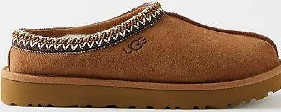 Femmes Olukaï Chaussons | Ugg - Pantoufles En Daim Doublees De Peau De Mouton Tasman - Femme - Chataigne