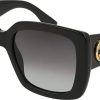 Femmes Gucci Des Lunettes De Soleil | Gg0141S 001 Noir Gg0141S Lunettes De Soleil Carrees Lentille Categorie 2 Taille 53 Mm, Femme