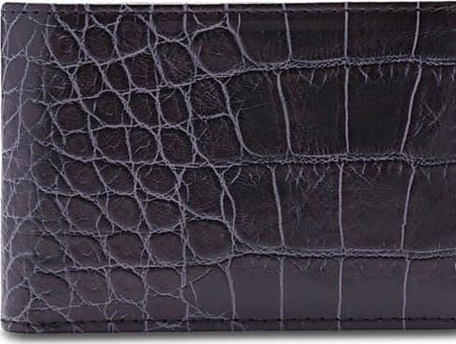 Hommes Bosca Portefeuilles | Petit Portefeuille A Deux Volets En Cuir Embosse Croco Marron Fonce Chez Nordstrom