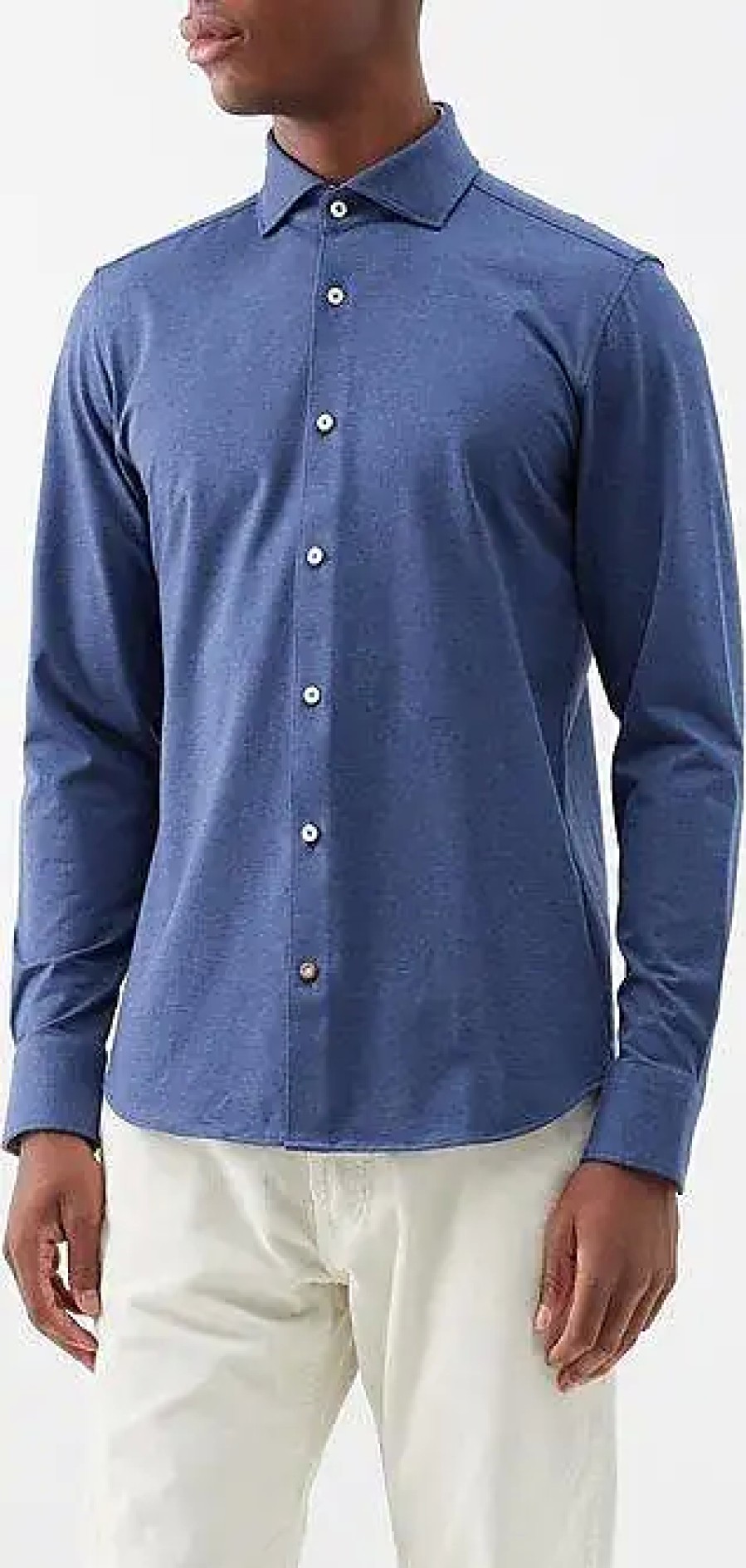 Hommes Luca Faloni Chemises | Boss - Chemise Hal En Coton Melange - Hommes - Bleu Fonce