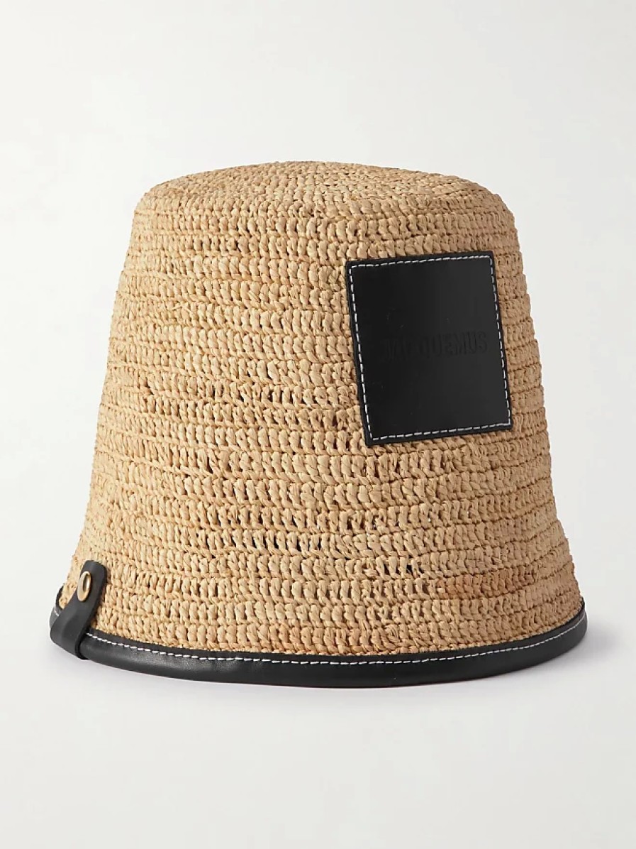 Femmes Alo Yoga Chapeaux | Chapeau Bob En Raphia Borde De Cuir Le Bob Soli - Neutres - 56,58,60