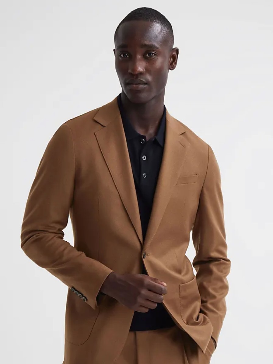 Hommes Paul Smith Costumes | Venue - Blazer A Simple Boutonnage En Laine Melangee Coupe Slim Tabac, 42