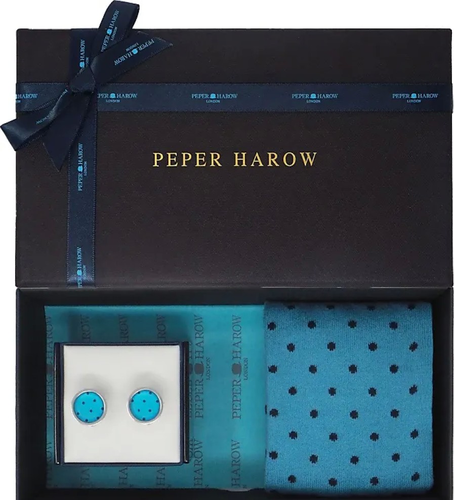 Hommes Peper Harow Sous-Vetement | Coffret Cadeau Boutons De Manchette Azure Pour Hommes