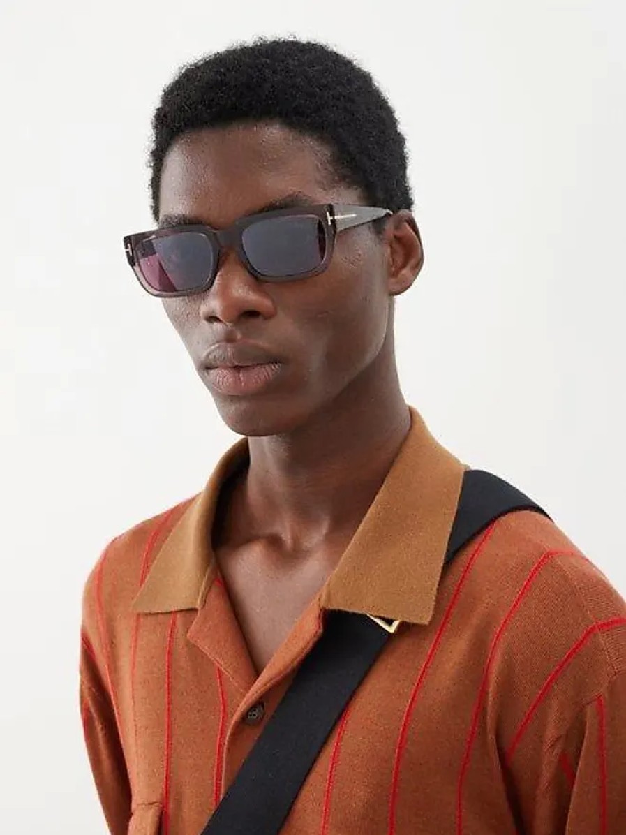 Hommes Lunettes Tom Ford Des Lunettes De Soleil | Lunettes De Soleil Carrees En Acetate - Hommes - Marron Rose