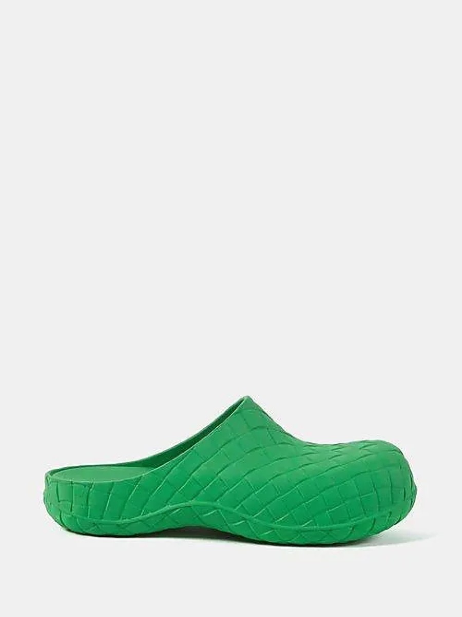 Femmes Balenciaga Mules | Sabots En Caoutchouc Effet Intrecciato Beebee - Hommes - Vert