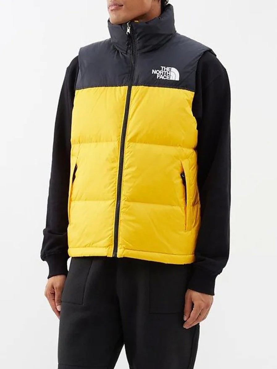 Hommes Moncler Gilets | 1996 Retro Nuptse Down Gilet - Homme - Jaune Noir