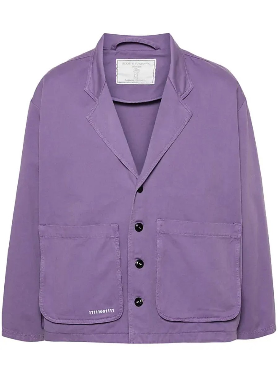 Femmes Emporio Armani Costumes | Blazer A Simple Boutonnage Kensington - Unisexe - Coton - S - Violet