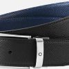 Hommes Ferragamo Ceintures | Ceinture En Cuir Reversible Noir/Bleu 35 Mm