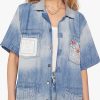 Femmes Dr Collectionneurs Chemises | Chemise A Poche A Manches Courtes Broderie Love (Aussi En M, L)