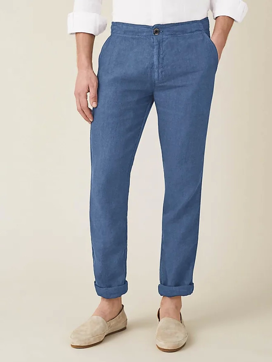 Hommes Paul Smith Pantalon | Pantalon Capri En Lin Lipari Bleu