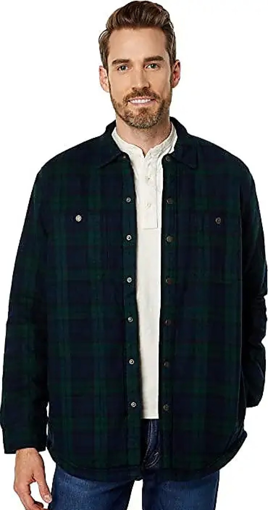 Hommes LLBean Chemises | Chemise A Carreaux Ecossais Doublee Sherpa A Manches Longues Reguliere (Montre Noire) Vetements Pour Hommes