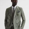 Hommes Paul Smith Costumes | Riva - Blazer Croise En Laine Et Lin Coupe Slim Sauge, 40