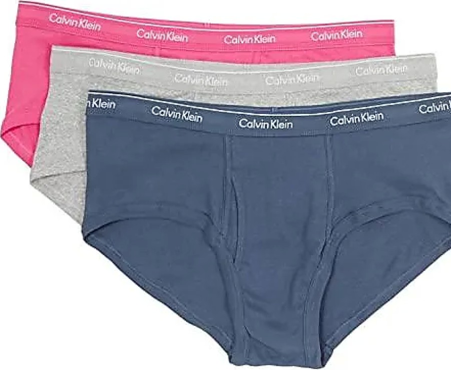 Hommes Alo Yoga Sous-Vetement | Cotton Classics Brief 3-Pack (Rouge A Levres Cerise/Gris Chine/Bord Bleu) Sous-Vetements Pour Hommes