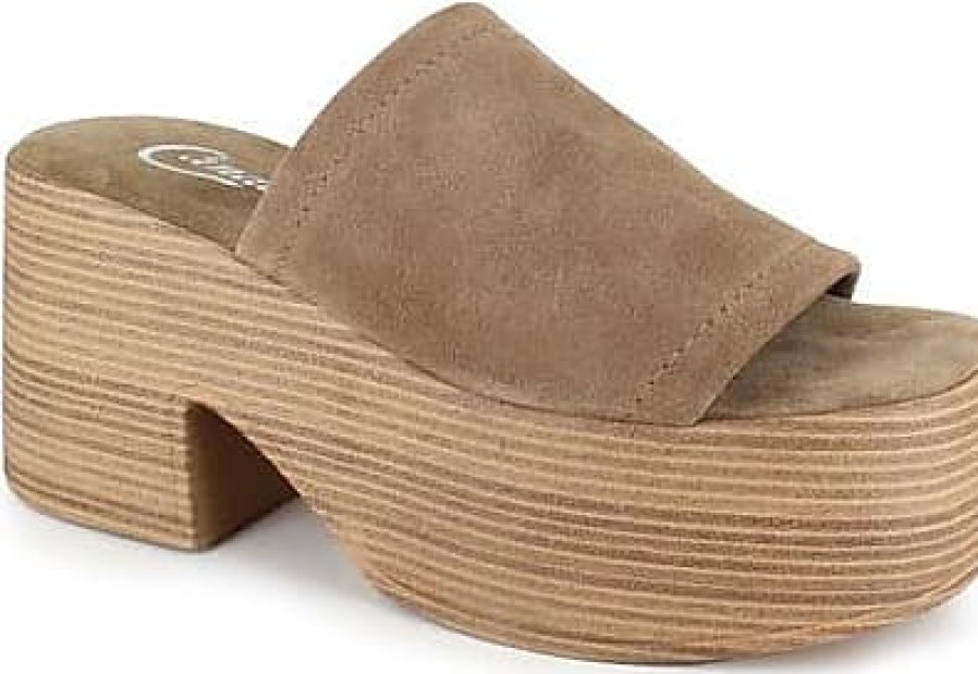 Femmes Chocolat Bleu Chaussures A Semelles Compensees | Sandale A Glissiere A Plateforme Ophelia En Daim Taupe Chez Nordstrom, Taille 10Us