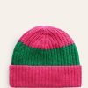 Femmes Talbots Chapeaux D'Hiver | Bonnet Color Block Rose Vif/Vert Veridian Femme Boden